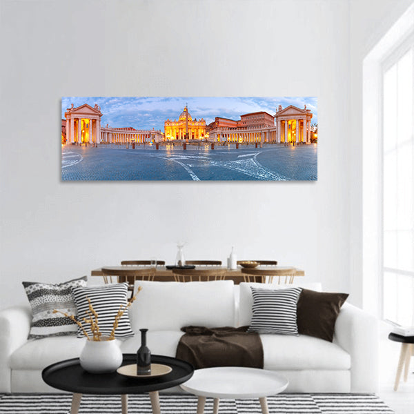 The Papal Basilica of St. Peter in the Vatican Italy Panoramic canvas Wall Art