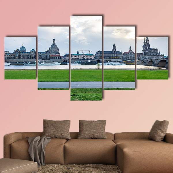 Dresden city skyline panorama at Elbe River and Augustus Bridge wall art