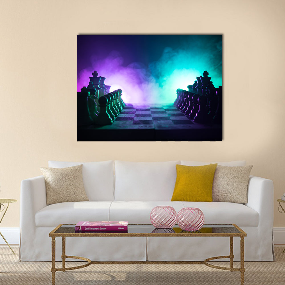 Chess board game concept of business ideas and competition multi panel canvas wall art