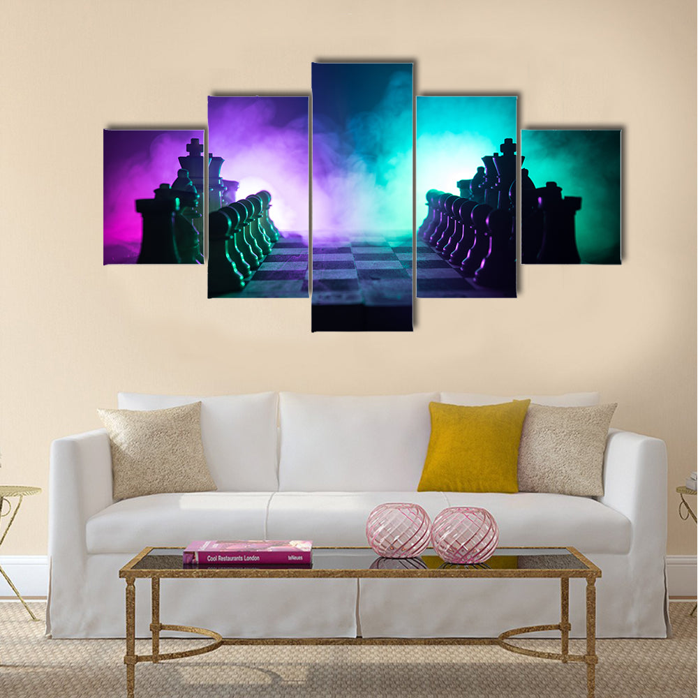 Chess board game concept of business ideas and competition multi panel canvas wall art