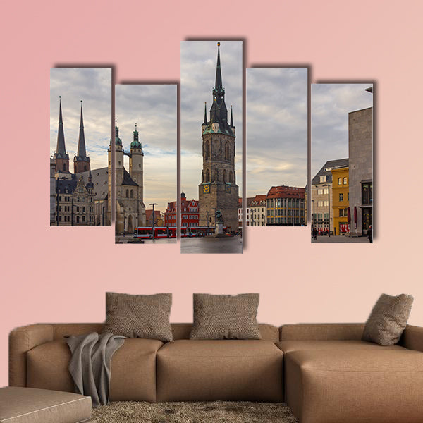 At the market square of Halle multi panel canvas wall art