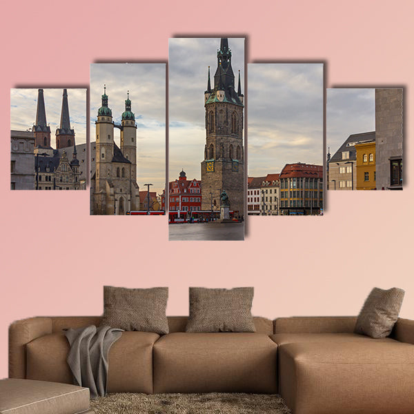 At the market square of Halle multi panel canvas wall art