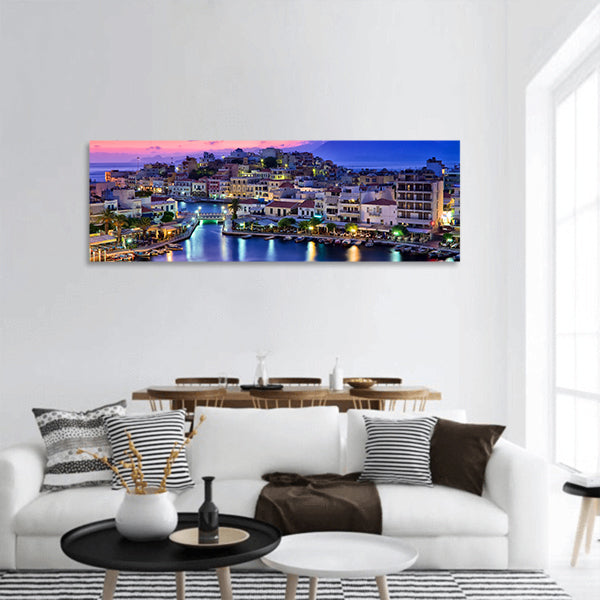 Agios Nikolaos , bay of Mirabello panoramic canvas wall art