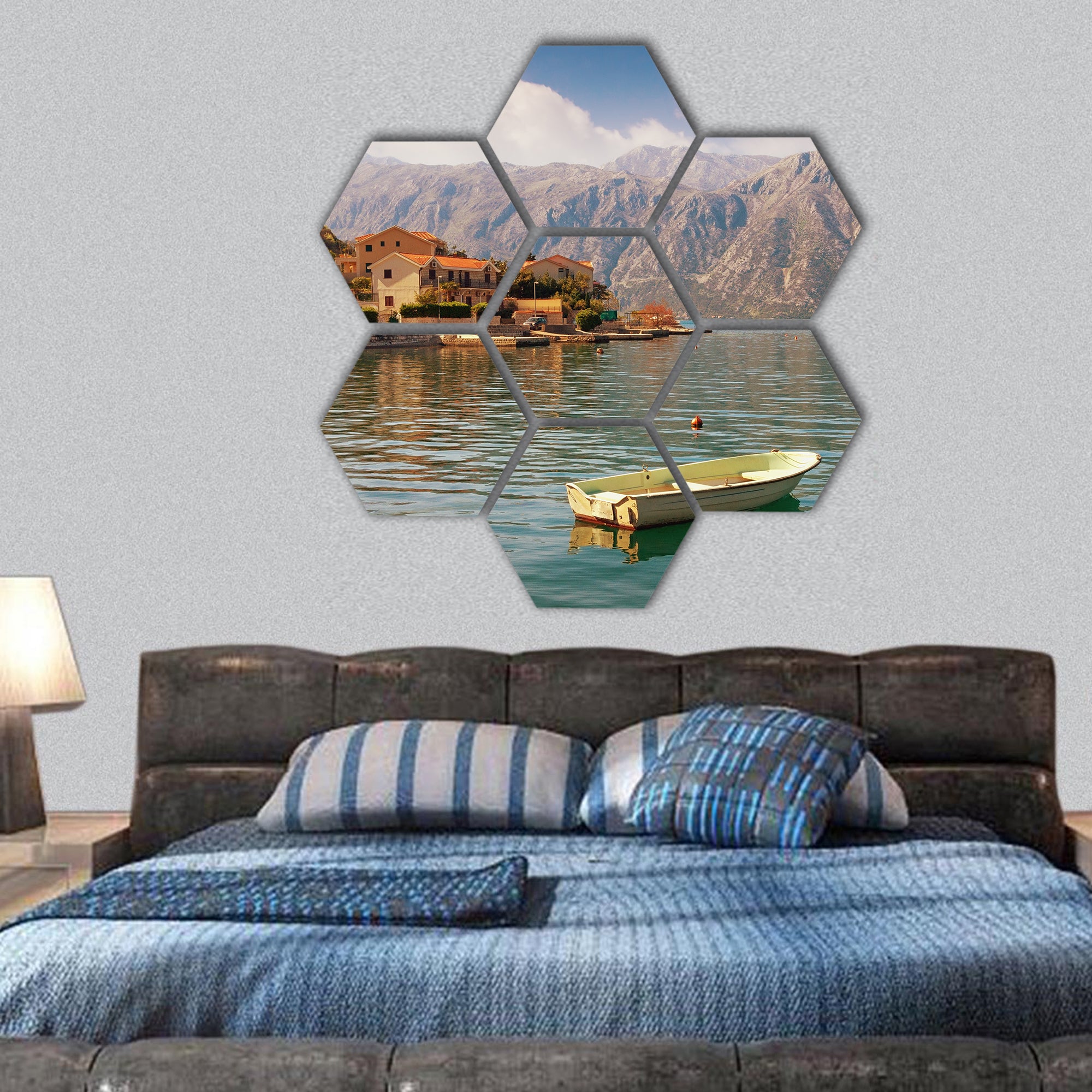Mediterranean landscape hexagonal canvas wall art