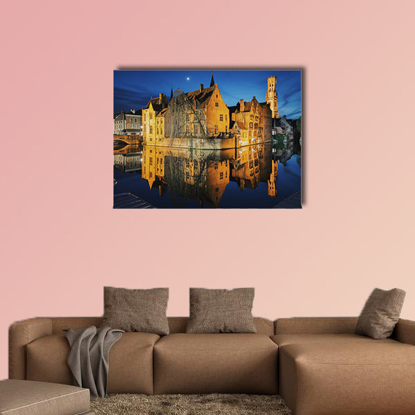 Classic postcard view of the historic city center of Brugge wall art