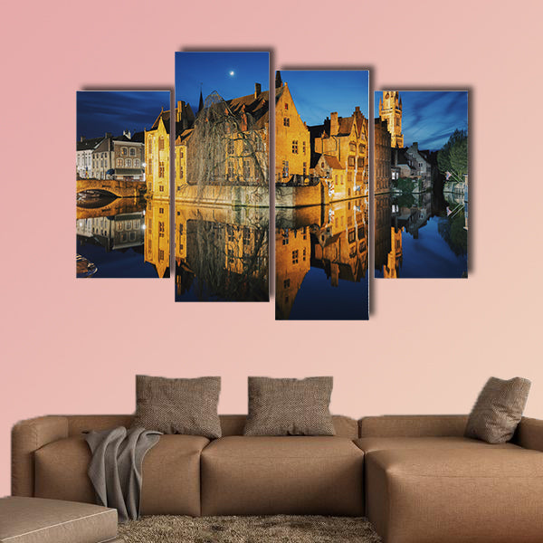 Classic postcard view of the historic city center of Brugge wall art