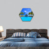 Luxury resort in Mauritius, with bungalows hexagonal canvas wall art