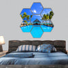 Luxury resort in Mauritius, with bungalows hexagonal canvas wall art