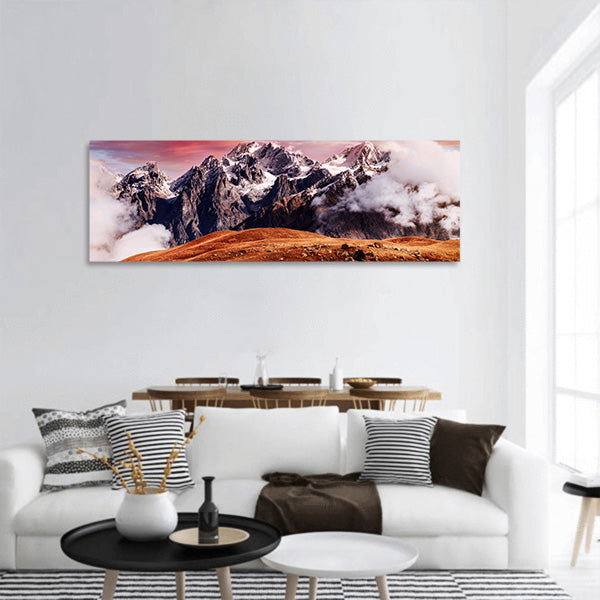 Caucasian Ridge, Type Mount Ushba Mheyer, Georgia panoramic canvas wall art