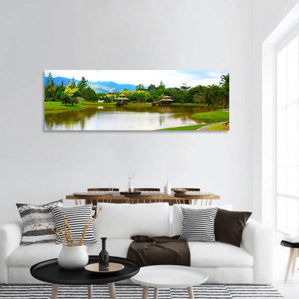 View of public lake garden at Tenom, Sabah, Malaysia, panoramic canvas wall art