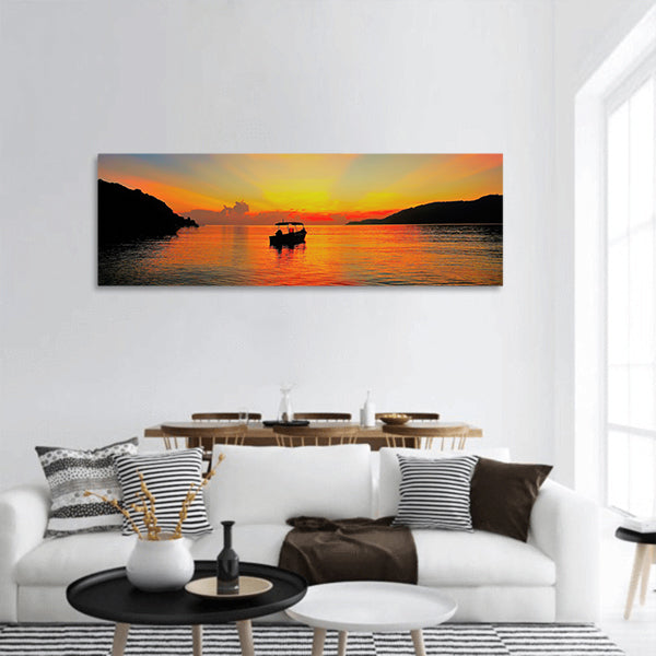 Ray of light during sunrise panoramic canvas wall art