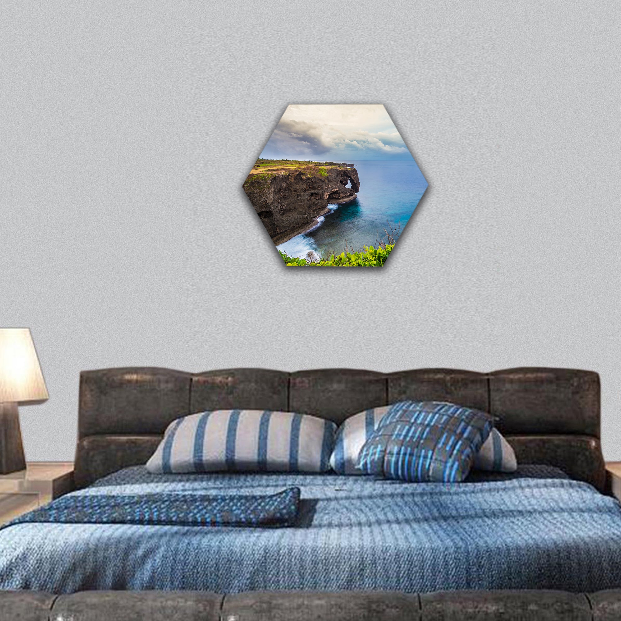 Manzamo Cape in Okinawa, Japan hexagonal canvas wall art