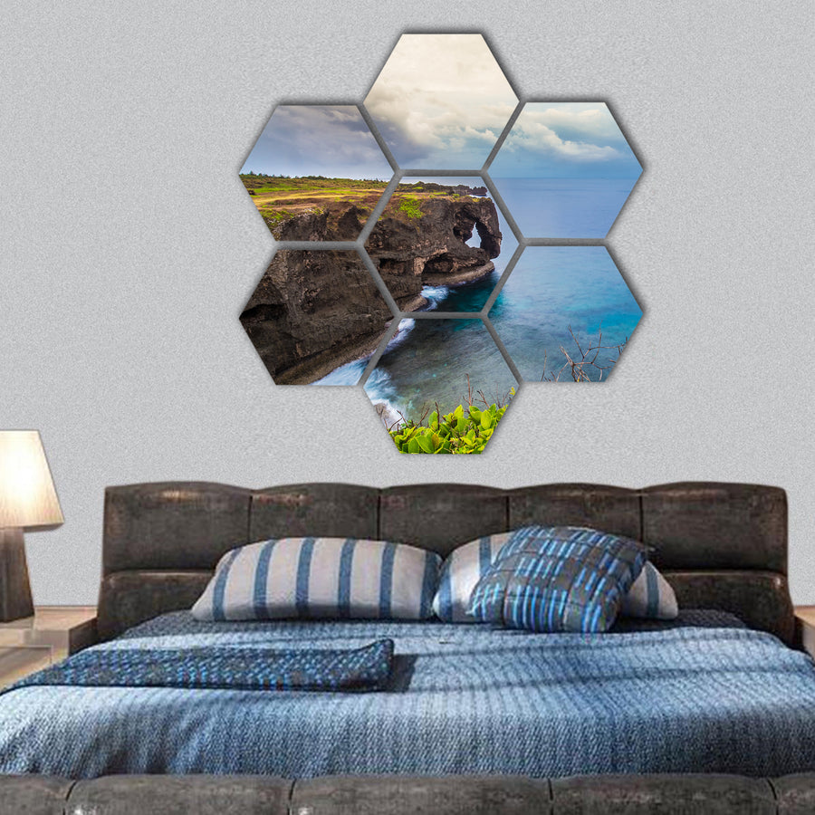 Manzamo Cape in Okinawa, Japan hexagonal canvas wall art