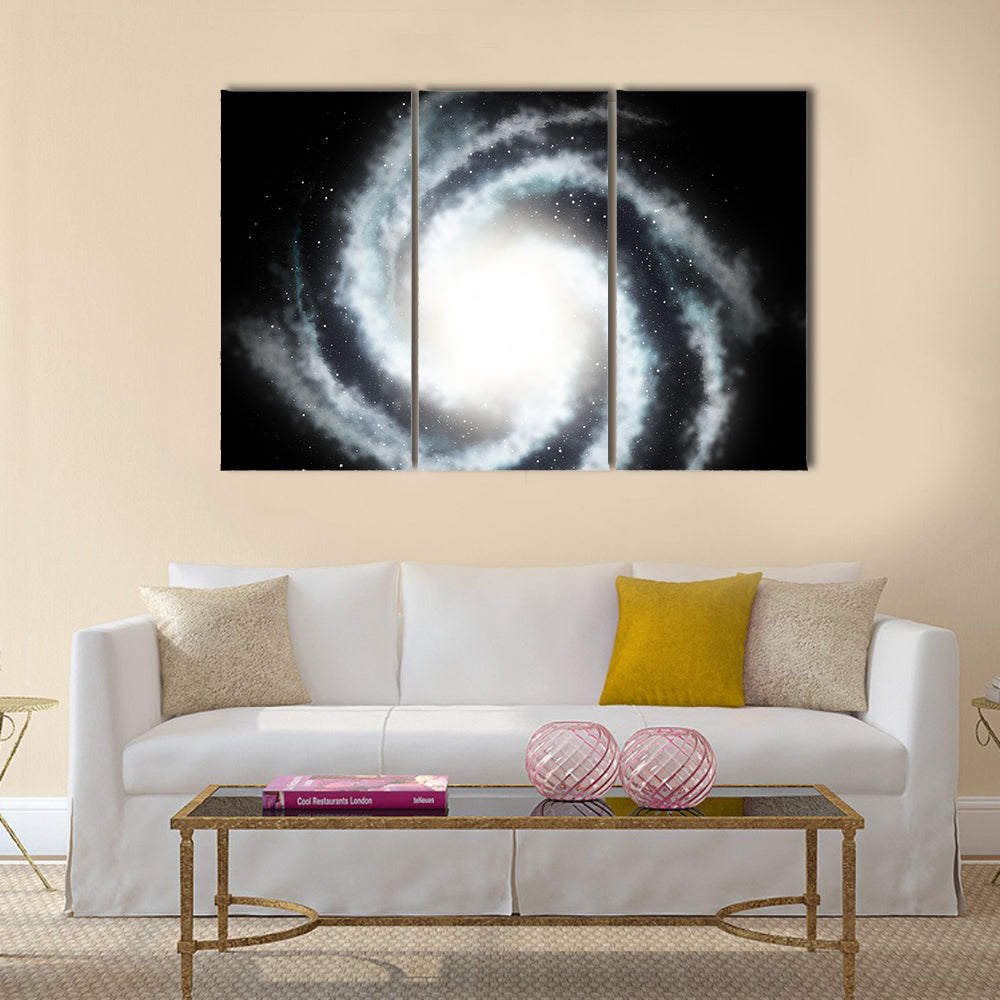 Mysterious helicoid galaxy and the black star sky Multi Panel Canvas Wall Art