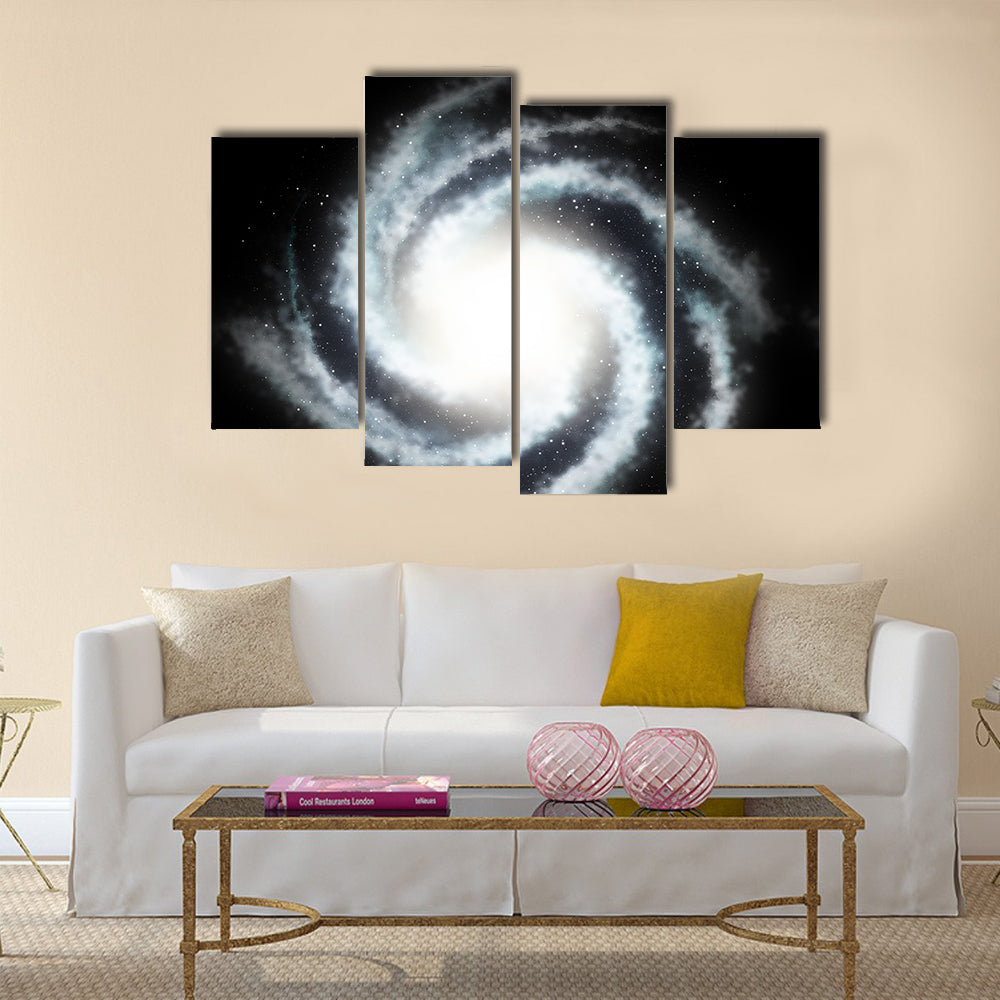 Mysterious helicoid galaxy and the black star sky Multi Panel Canvas Wall Art