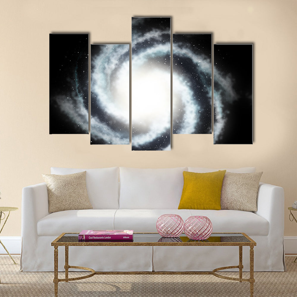 Mysterious helicoid galaxy and the black star sky Multi Panel Canvas Wall Art