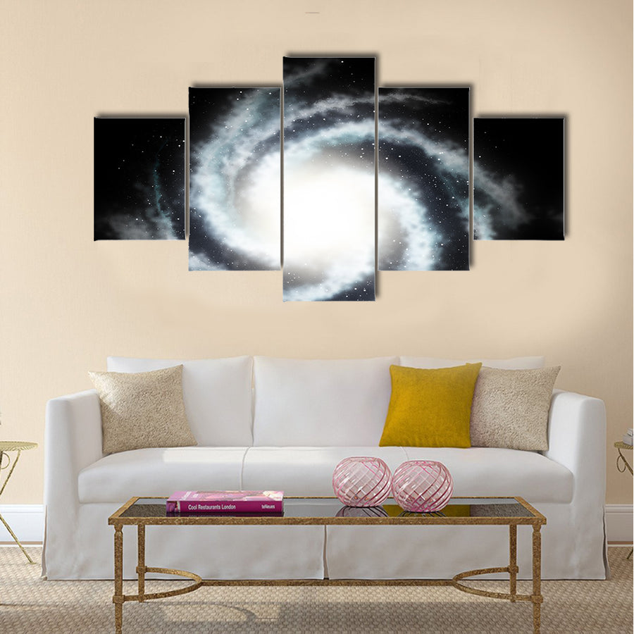 Mysterious helicoid galaxy and the black star sky Multi Panel Canvas Wall Art