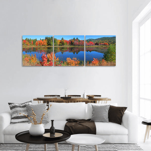 Autumn tree reflection panoramic canvas wall art
