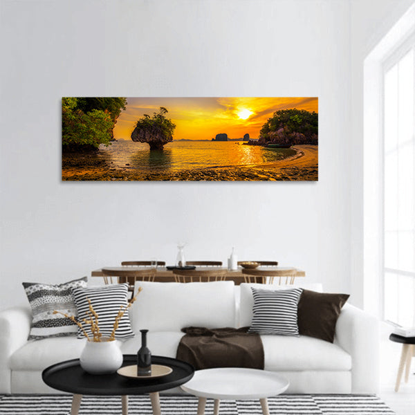 Dramatic sunset panoramic canvas wall art