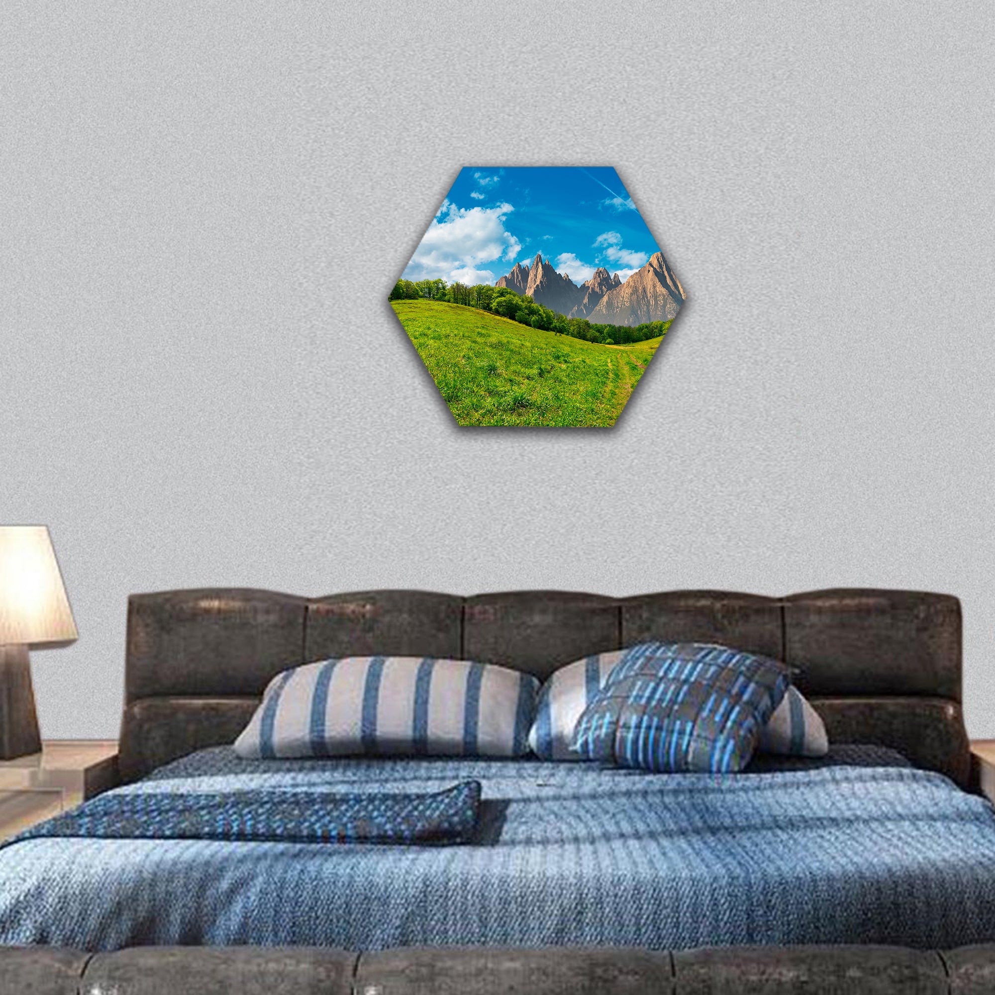 Composite summer landscape hexagonal canvas wall art