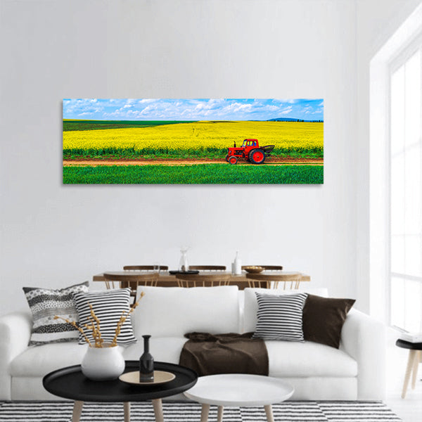 Aerial view over the agricultural fields panoramic canvas wall art