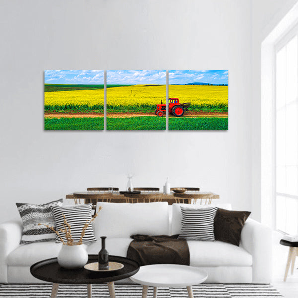 Aerial view over the agricultural fields panoramic canvas wall art