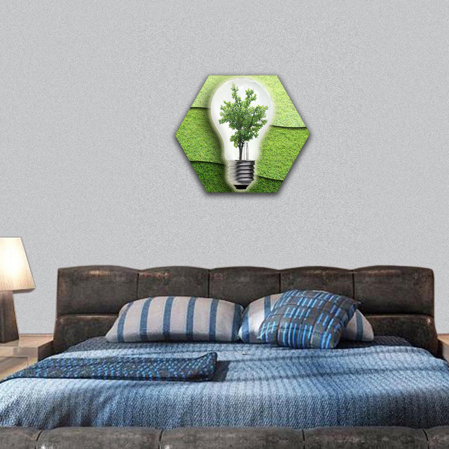 art work of landscape in the light bulb hexagonal canvas wall art