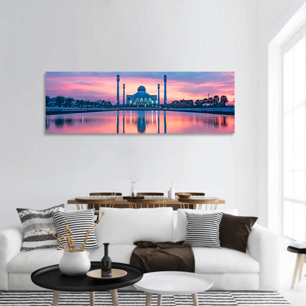 Beautiful reflection mosque panoramic canvas wall art