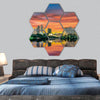 Pattaya City in night light hexagonal canvas wall art