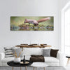 Red squirrel on the edge of a pool panoramic canvas wall art