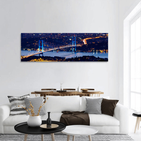 Istanbul Bosporus Bridge on sunset panoramic canvas wall art
