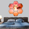 Full blood moon back silhouette hexagonal canvas wall art