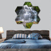 Beautiful waterfall in deep forest , Thailand hexagonal canvas wall art