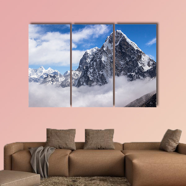View of Cholatse peak. Blue sky with clouds Nepal Multi panel canvas wall art
