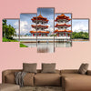 Beautiful day and cloud at Chinese Garden Twin Pagoda multi panel canvas wall art