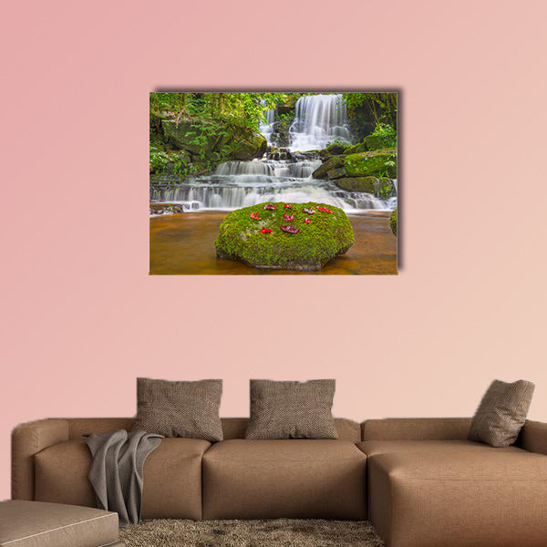 Mun daeng Waterfall, the beautiful waterfall in deep forest multi panel canvas wall art