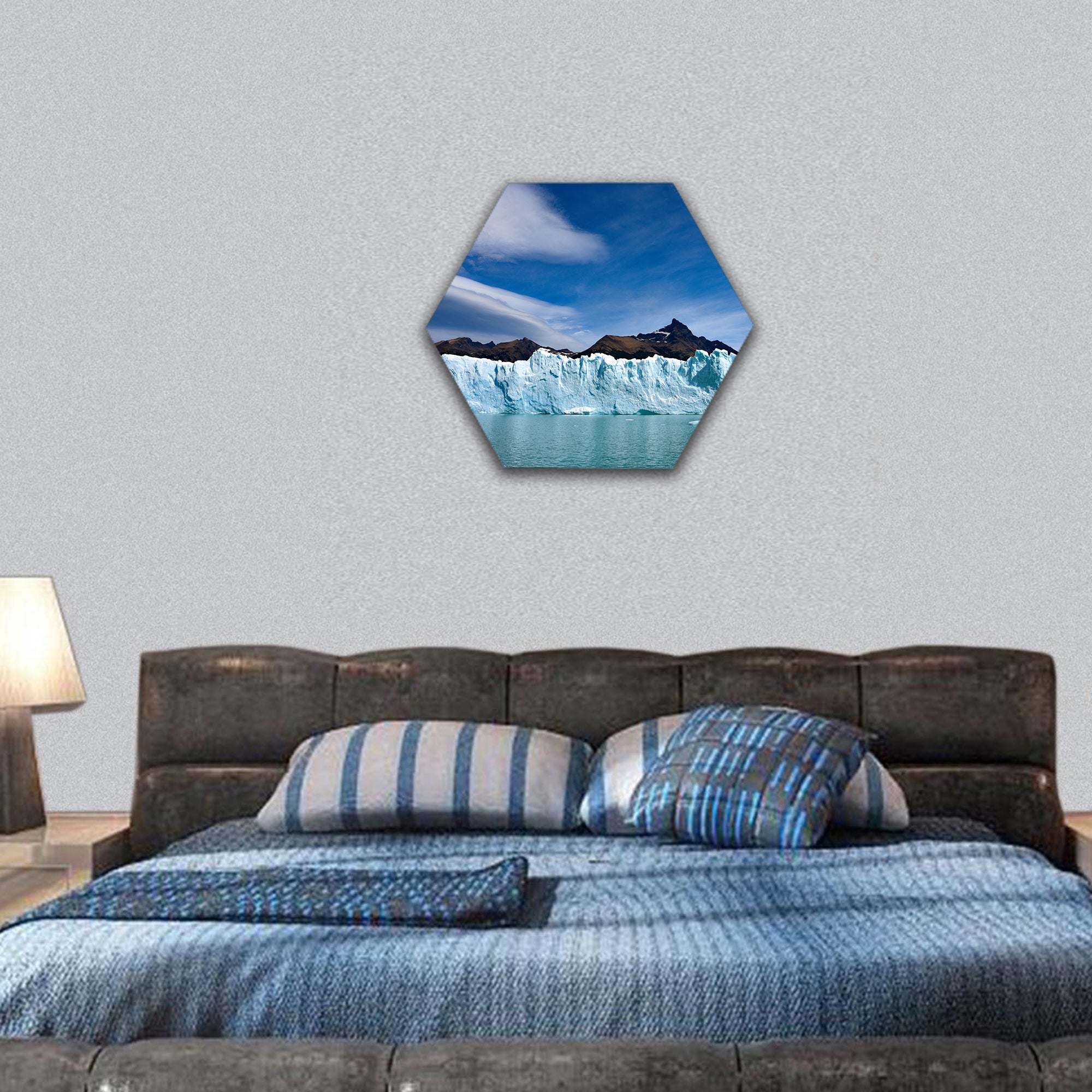 Perito Moreno glacier and Andes mountains, Argentina hexagonal canvas wall art
