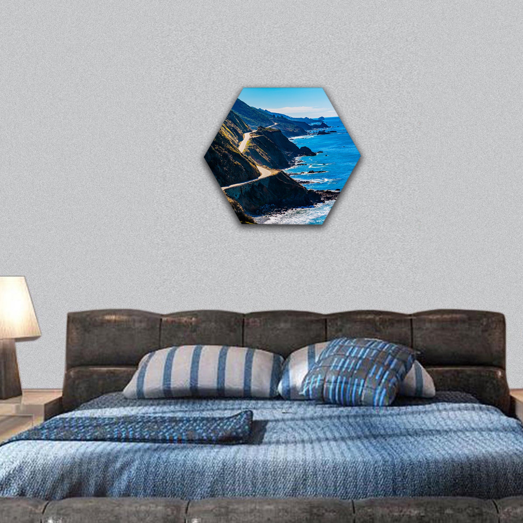 Pacific Valley, California,  California coastline hexagonal canvas wall art