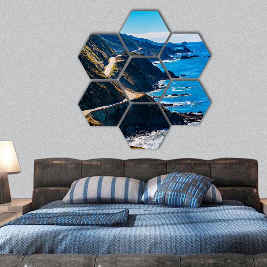 Pacific Valley, California,  California coastline hexagonal canvas wall art