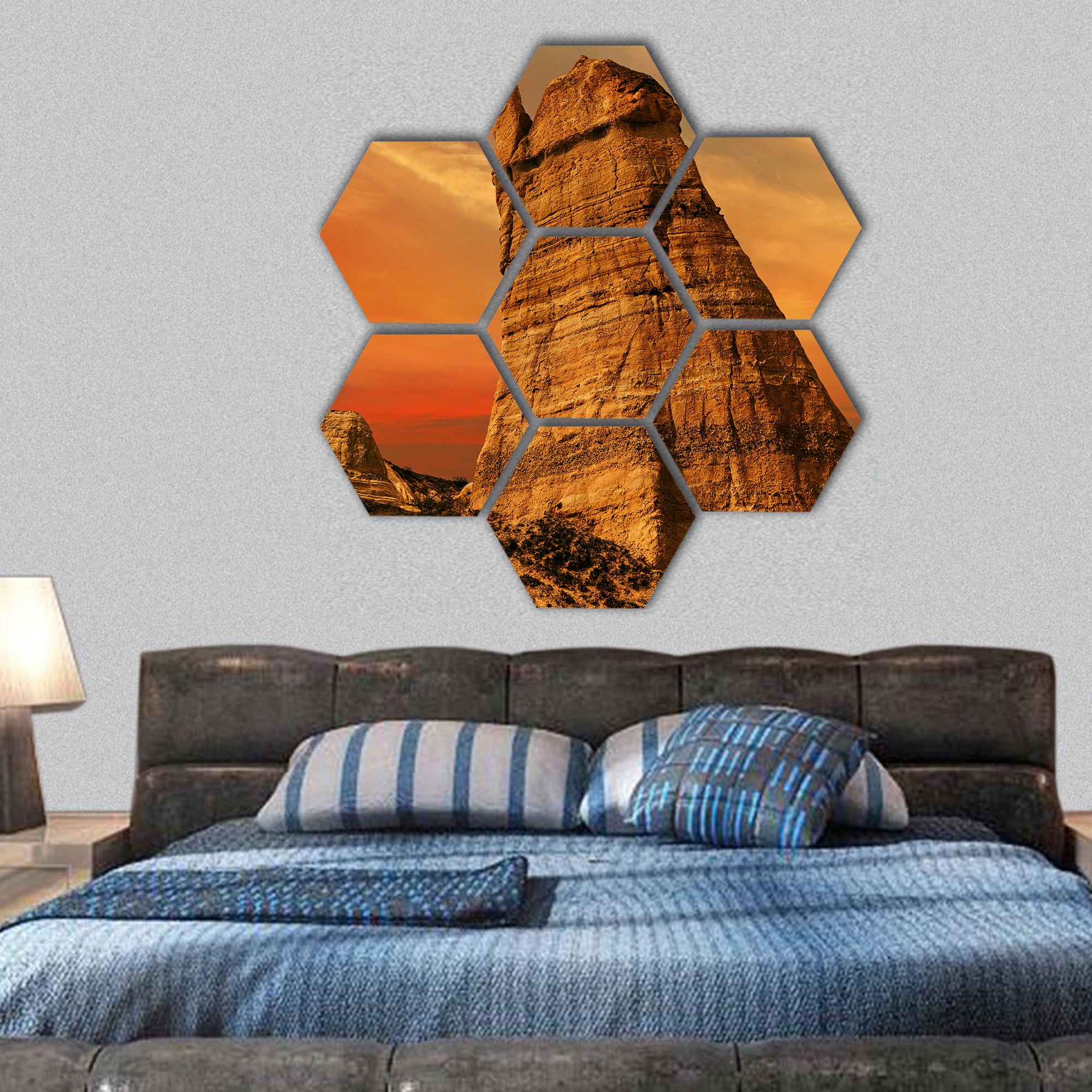 Love valley near Goreme, Turkey hexagonal canvas wall art