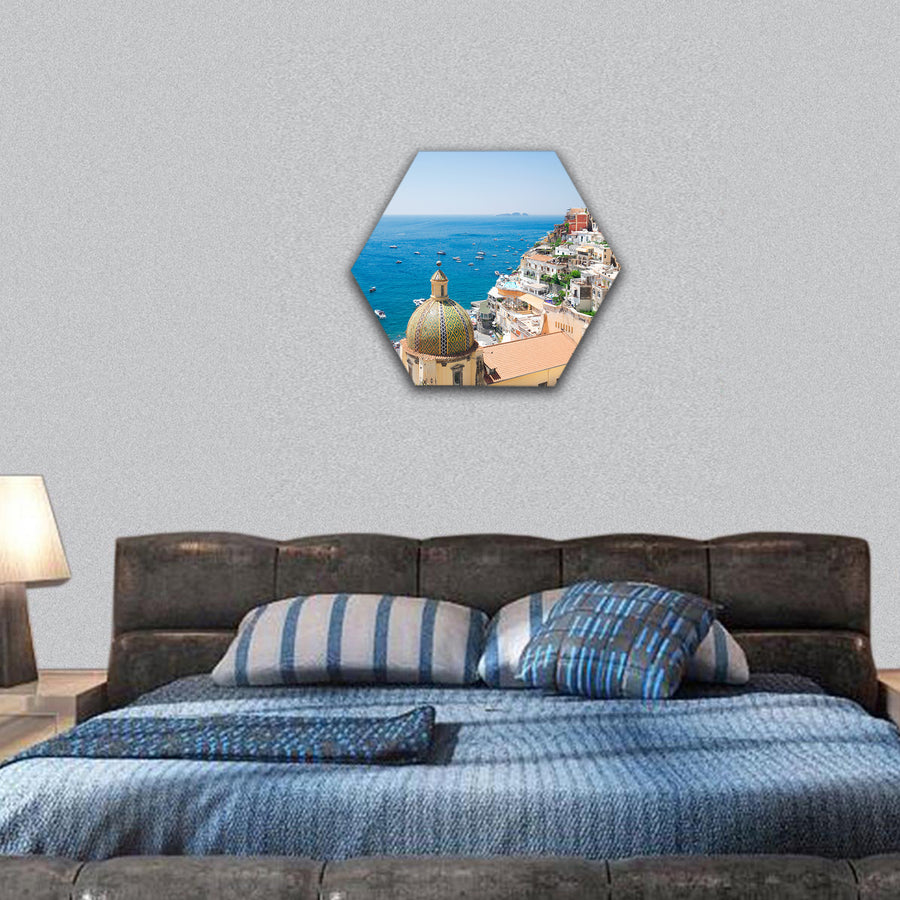 Famous old Italian resort at summer, Italy hexagonal canvas wall art