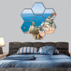 Famous old Italian resort at summer, Italy hexagonal canvas wall art