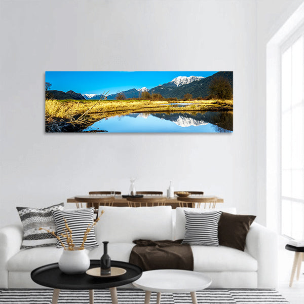 Reflections in Marsh Water panoramic canvas wall art.