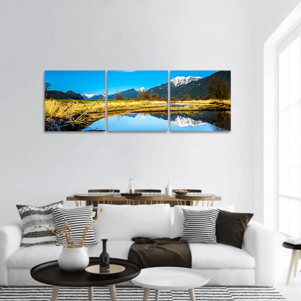 Reflections in Marsh Water panoramic canvas wall art.