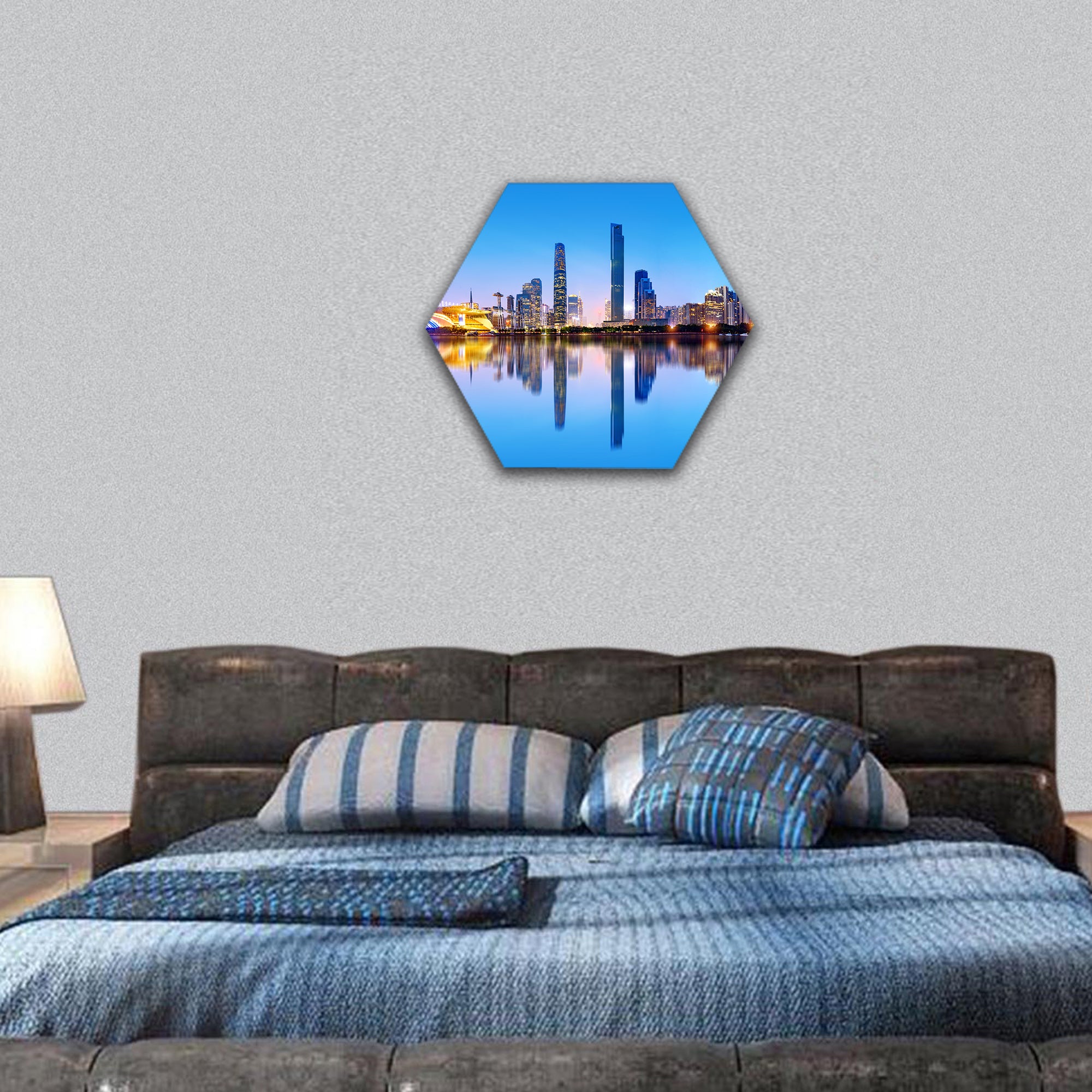 Pearl River New City, Guangzhou, China hexagonal canvas wall art