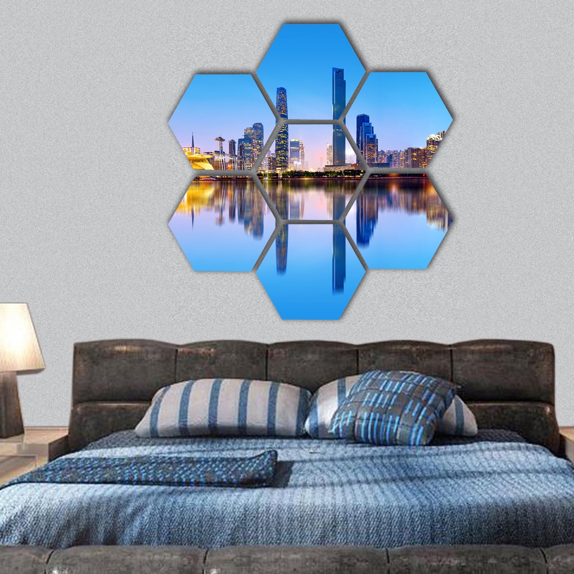 Pearl River New City, Guangzhou, China hexagonal canvas wall art
