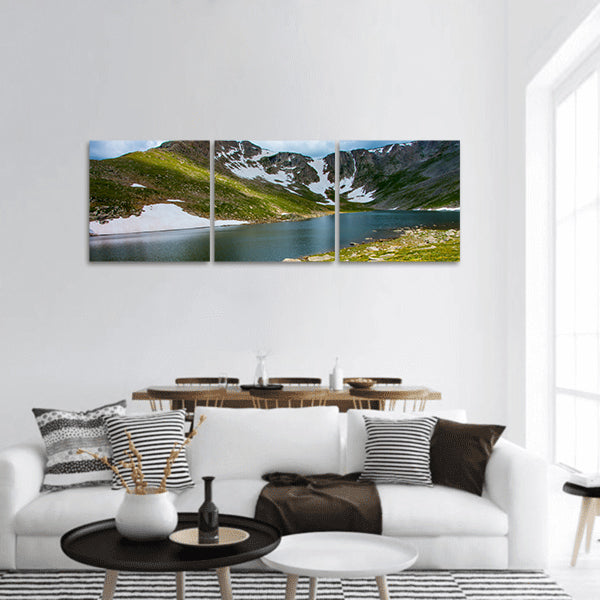 Lake Surrounded By Green Grass panoramic canvas wall art