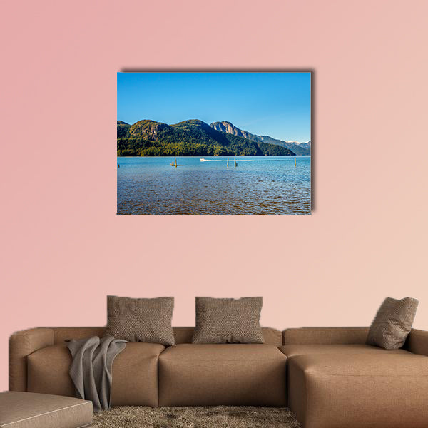 Fishing Boat returning from Pitt Lake with the Snow Capped Peaks wall art