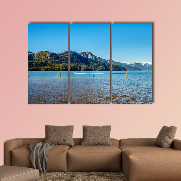 Fishing Boat returning from Pitt Lake with the Snow Capped Peaks wall art