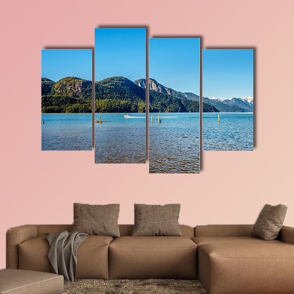 Fishing Boat returning from Pitt Lake with the Snow Capped Peaks wall art